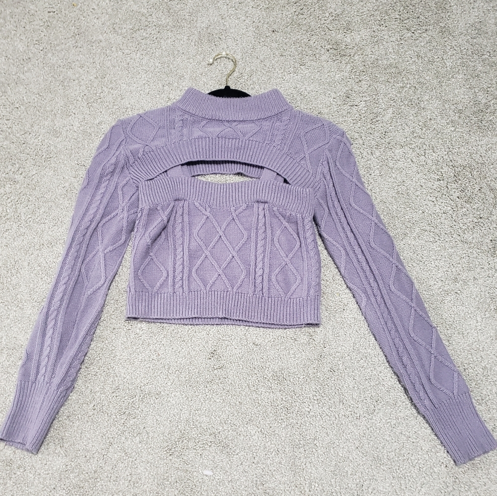 Purple Knit Super Crop Sweater and Cami Top